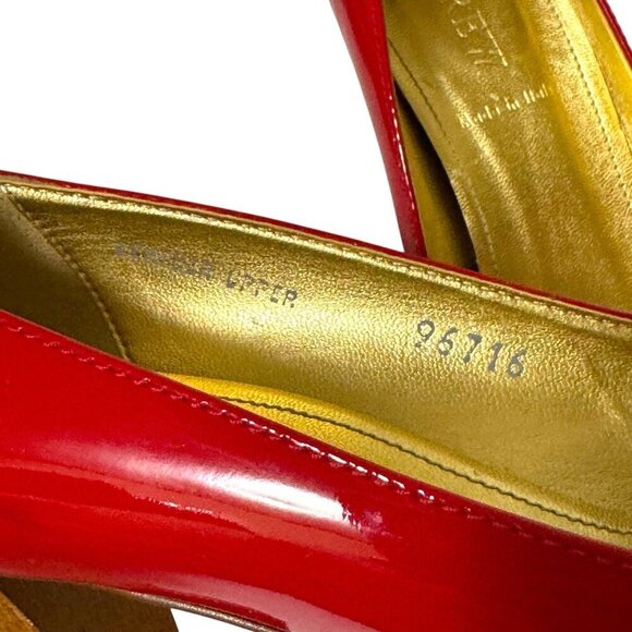 J. Crew Red Patent Leather Pumps 96716 Wooden Heel Italian Made Women's Size 7 - Picture 15 of 16